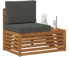 Lauko galinė sofa su pagalve Natūrali 91 x 63 x 73 cm