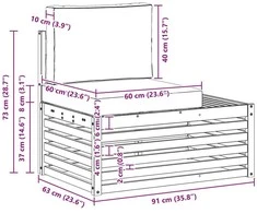 Lauko galinė sofa su pagalve Natūrali 91 x 63 x 73 cm