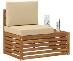 Lauko galinė sofa su pagalve Natūrali 91 x 63 x 73 cm