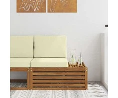 Lauko galinė sofa su pagalve Natūrali 91 x 63 x 73 cm