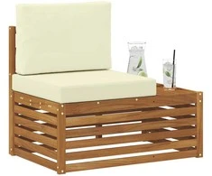 Lauko galinė sofa su pagalve Natūrali 91 x 63 x 73 cm