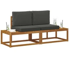 Lauko galinė sofa su pagalve 2 Vienetas Natūralus ir antracitas