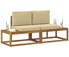Lauko galinė sofa su pagalve 2 Vienetas Natūralus ir bežinis