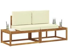 Lauko galinė sofa su pagalve 2 Vienetas Natūralus ir grietinėlė