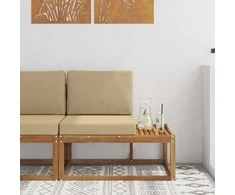 Lauko galinė sofa su pagalve Natūrali 91 x 63 x 73 cm