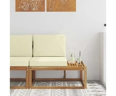 Lauko galinė sofa su pagalve Natūrali 91 x 63 x 73 cm