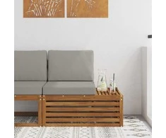 Lauko galinė sofa su pagalve Natūrali 91 x 63 x 73 cm