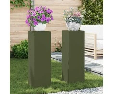 Augalų stovas 2 pcs Alyvuogių žalia 24 x 24 x 75 cm Plienas