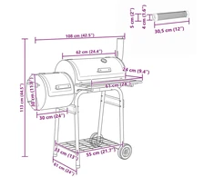 Lauko grilis 104 x 58 x 114 cm Plienas Juoda