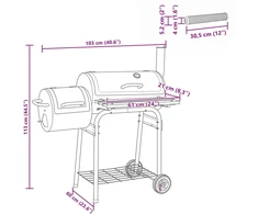 Lauko grilis 103 x 60 x 113 cm Plienas Juoda