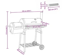 Lauko grilis 103 x 60 x 113 cm Plienas Juoda