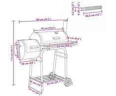 Lauko grilis 103 x 60 x 113 cm Plienas Juoda