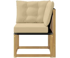 Lauko kampinė sofa Kietas akacijos medis ir tekstilenas Balta