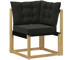 Lauko kampinė sofa Kietas akacijos medis ir tekstilenas Balta