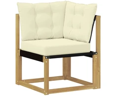 Lauko kampinė sofa Kietas akacijos medis ir tekstilenas Balta