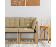 Lauko kampinė sofa Kietas akacijos medis ir tekstilenas Balta