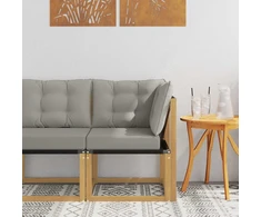 Lauko kampinė sofa Kietas akacijos medis ir tekstilenas Balta