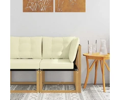 Lauko kampinė sofa Kietas akacijos medis ir tekstilenas Balta