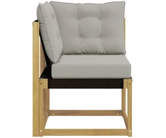 Lauko kampinė sofa Kietas akacijos medis ir tekstilenas Balta