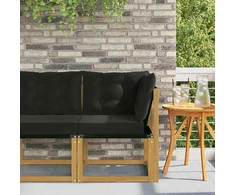 Lauko kampinė sofa Kietas akacijos medis ir tekstilenas Balta