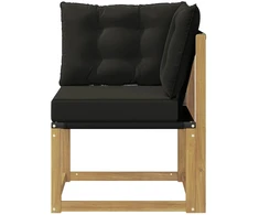 Lauko kampinė sofa Kietas akacijos medis ir tekstilenas Balta