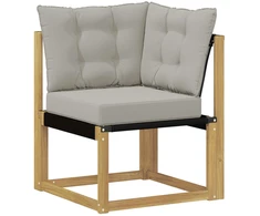 Lauko kampinė sofa Kietas akacijos medis ir tekstilenas Balta