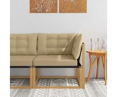 Lauko kampinė sofa Kietasis akacijos medis ir Textilene Balta