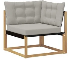 Lauko kampinė sofa Kietasis akacijos medis ir Textilene Balta