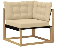 Lauko kampinė sofa Kietasis akacijos medis ir Textilene Balta