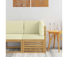 Lauko kampinė sofa Kietos akacijos mediena Balta