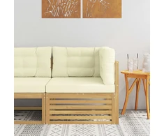 Lauko kampinė sofa Kietos akacijos mediena Balta