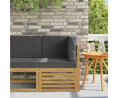 Lauko kampinė sofa Kietos akacijos mediena Balta