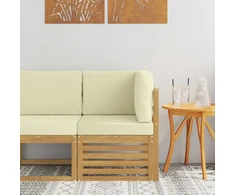 Lauko kampinė sofa Kietos akacijos mediena Balta