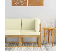 Lauko kampinė sofa Kietos akacijos mediena Balta