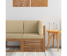 Lauko kampinė sofa Kietos akacijos mediena Natūrali