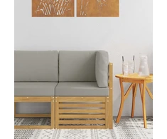 Lauko kampinė sofa Kietos akacijos mediena Balta