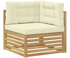 Lauko kampinė sofa Kietos akacijos mediena Balta