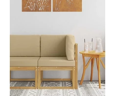 Lauko kampinė sofa Kietos akacijos mediena Balta