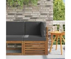 Lauko kampinė sofa Kietos akacijos mediena Natūrali