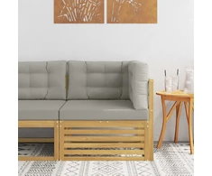 Lauko kampinė sofa Kietos akacijos mediena Balta