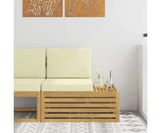 Lauko kampinės sofos dalys Balta ir kreminė 91 x 63 x 73 cm