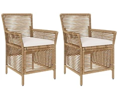 Lauko kėdė su pagalve 2 pcs Bežinė ir kreminė poliratanas