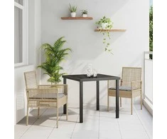 Sodo Kėdė su pagalve 2 pcs Smėlio 55 x 53 x 85 cm poliratanas