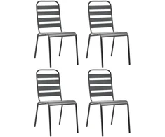 Lauko kėdės, 4vnt., pilkos, plienas, lentjuosčių dizaino