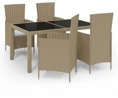 Lauko komplektas su pagalvėlėmis, 5 dalių, smėlio, poliratanas