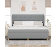 Kiemas lova su galvūgalio Šviesiai pilka 200 x 200 cm audinys