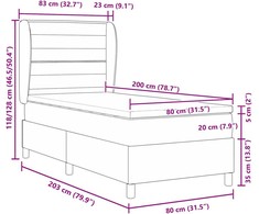 Kiemas lova su čiužiniu Tamsiai ruda 80 x 200 cm audinys