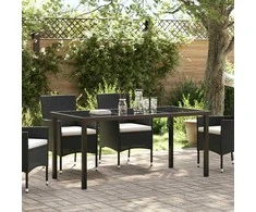 Sodo stalas Juoda 160 x 80 x 73 cm metalas