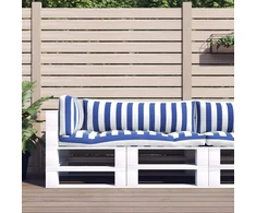 Lauko pagalvė 3 pcs Mėlyna ir balta 103 x 58 x 10 cm Audinys