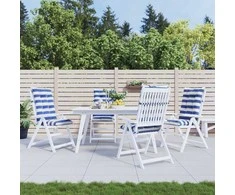 Lauko pagalvė 4 pcs Mėlyna ir balta 120 x 50 x 7 cm Audinys